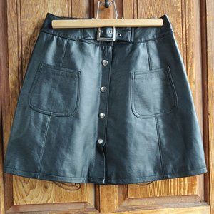 Simpatico Leather  Button Skirt